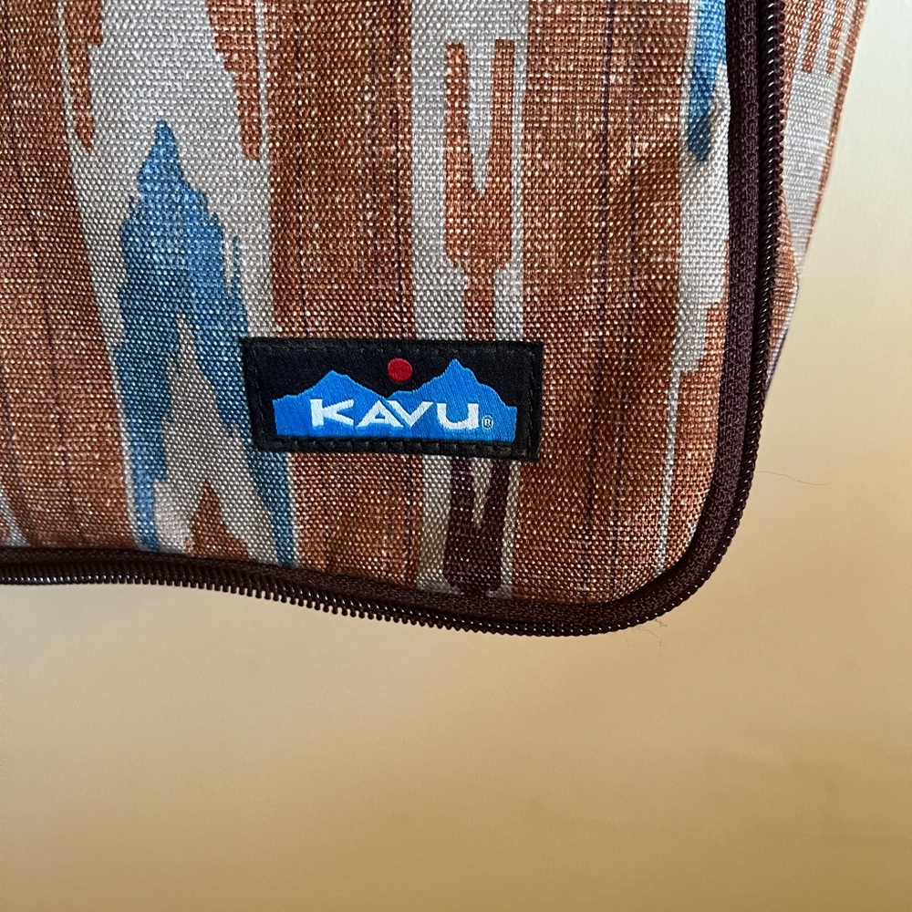 KAVU Men's Brown and Blue Patterned Messenger Bag